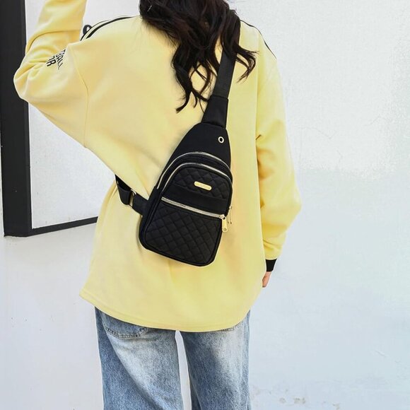 Nylon Crossbody Sling Bag for Men Women Small Capacity Multiple Use - Picture 2 of 8